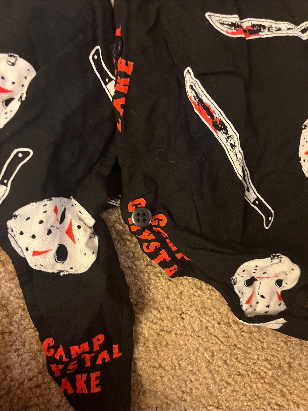 Camp Crystal Lake Black Graphic Button-Down Shirt - Picture 2 of 3